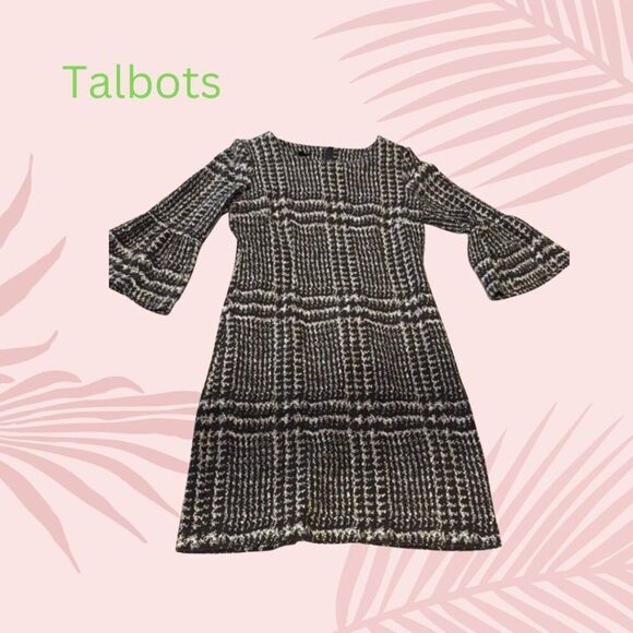 Talbots Black and White Sheath Dress with Bell Sleeves size 2 women’s casual - Picture 4 of 7